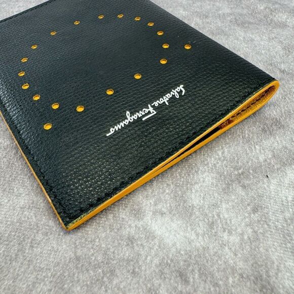 Salvatore Ferragamo Gancio Perforated Navy Leather Passport Holder - Picture 6 of 12